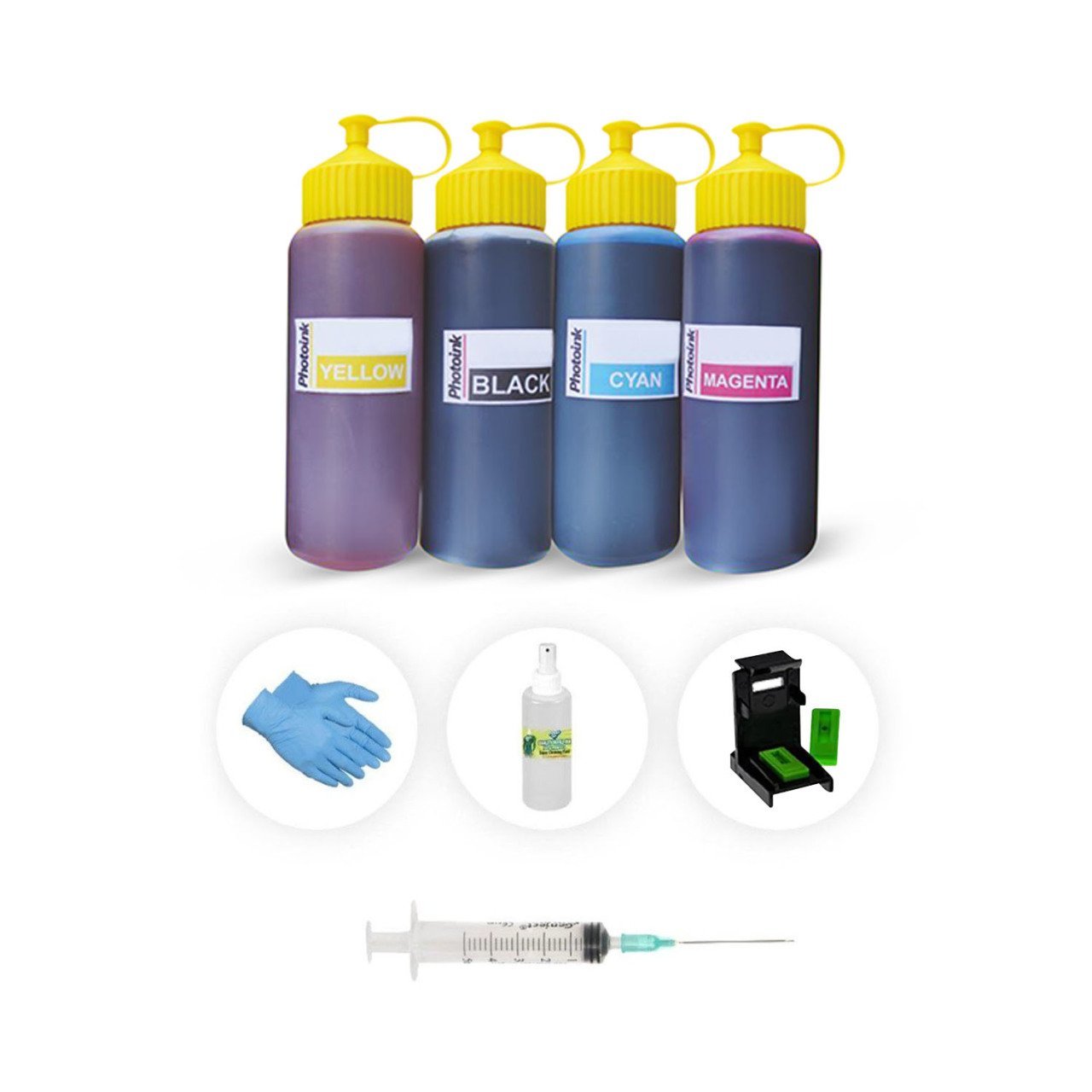 HP Officejet 7115 4 RENK 500ML  Photoink PLUS Siyah ve Renkli Kartuş Dolum Seti