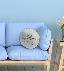 Kişiye Özel İsimli Mânâ Safderun Tasarımlı Yuvarlak Dekoratif Kırlent Yastık-1