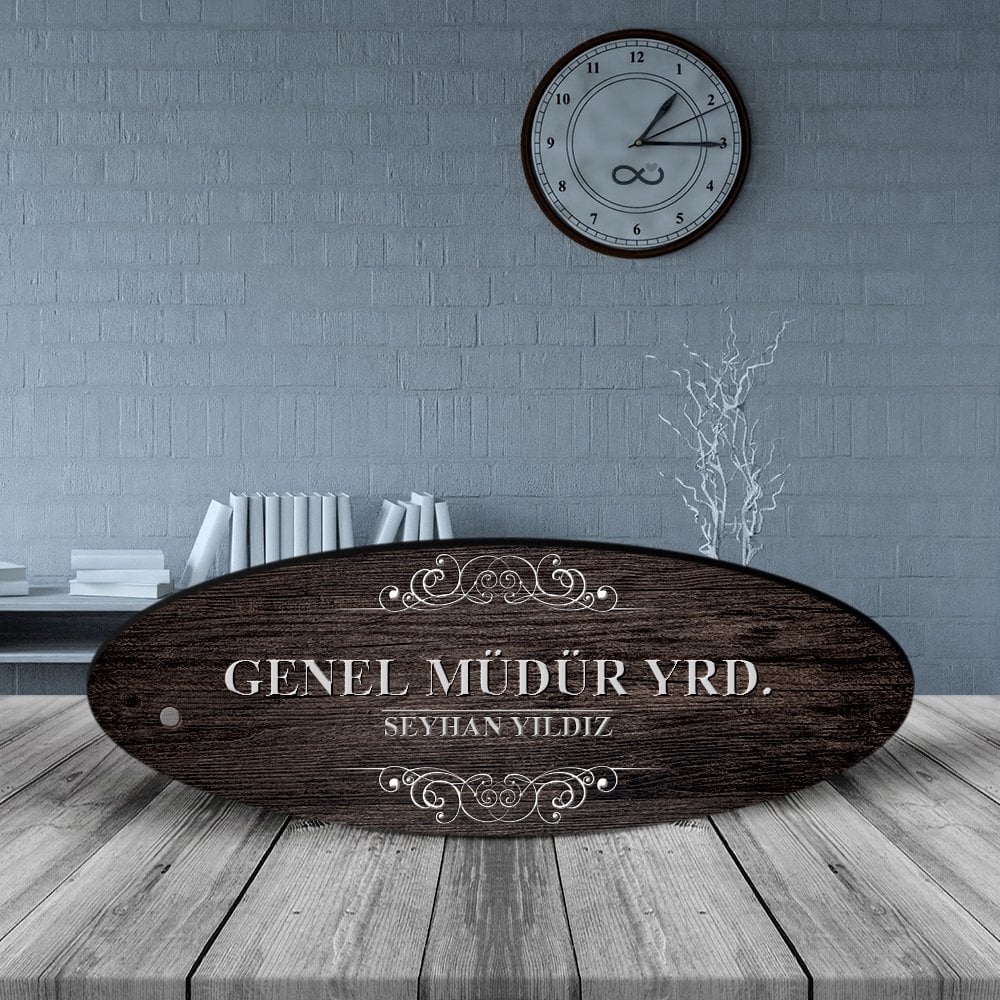 Kişiye Özel Mesleki Genel Müdür Yardımcısı Ahşap Oval Masa İsimliği - 3