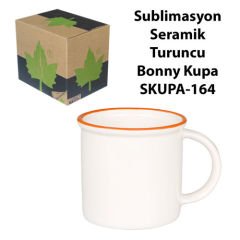 Sublimasyon Seramik Turuncu Bonny Kupa - Kutulu