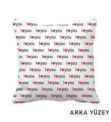 Kişiye Özel İsimli Fotoğraflı I Love You Kalp Desenli Dekoratif Kırlent Yastık-2