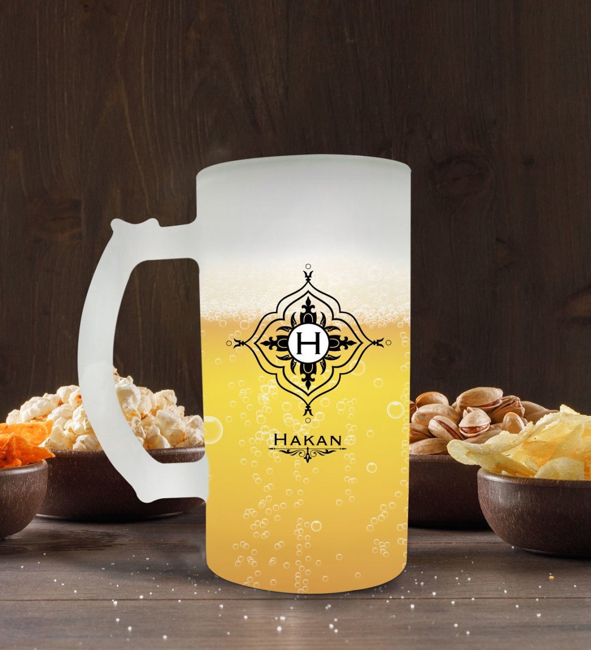 Kişiye Özel İsimli Buzlu Cam Bira Bardağı 50cl-26