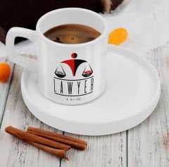 BK Gift Kişiye Özel Sunum Tabaklı Avukat Tasarımlı Kahve Fincanı-3, Sevgiliye Hediye, Arkadaşa Hediye, Avukata Hediye