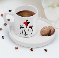 BK Gift Kişiye Özel Sunum Tabaklı Avukat Tasarımlı Kahve Fincanı-3, Sevgiliye Hediye, Arkadaşa Hediye, Avukata Hediye