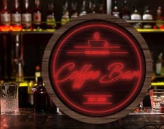 BK Gift Kişiye Özel Led Işıklı Yuvarlak Bar Tabelası, Işıklı Tabela, Bar Dekorasyonu, Duvar Dekoru, Home Bar Tabela-14 - (39CM)