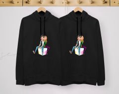BK Gift Kişiye Özel Sevgililer Karikatürlü İkili Siyah Sweatshirt Seti, Sevgililer Hediye, Çift Hediyesi, Yıl Dönümü Hediyesi, Kişiye Özel Sweatshirt-17