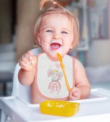 BK Kids Baby Tasarımlı 2’li Pembe Mama Önlüğü-1
