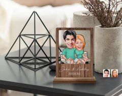 BK Gift Kişiye Özel Sevgililer Karikatürlü Ahşap Standlı Biblo, Sevgililer Günü Hediyesi, Doğum Günü Hediyesi, Yıl Dönümü Hediyesi-18