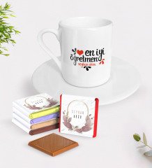 Kişiye Özel En İyi Öğretmen Türk Kahvesi Fincanı ve Çikolata Hediye Seti-6