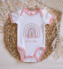 BK Kids Kişiye Özel Pembe Bebek Body Zıbın - Model 46