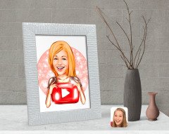 Kişiye Özel Kadın Youtuber Karikatürlü Dekoratif Çerçeve-1