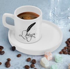 BK Gift Kişiye Özel Sunum Tabaklı Avukat Tasarımlı Kahve Fincanı-5, Sevgiliye Hediye, Arkadaşa Hediye, Avukata Hediye