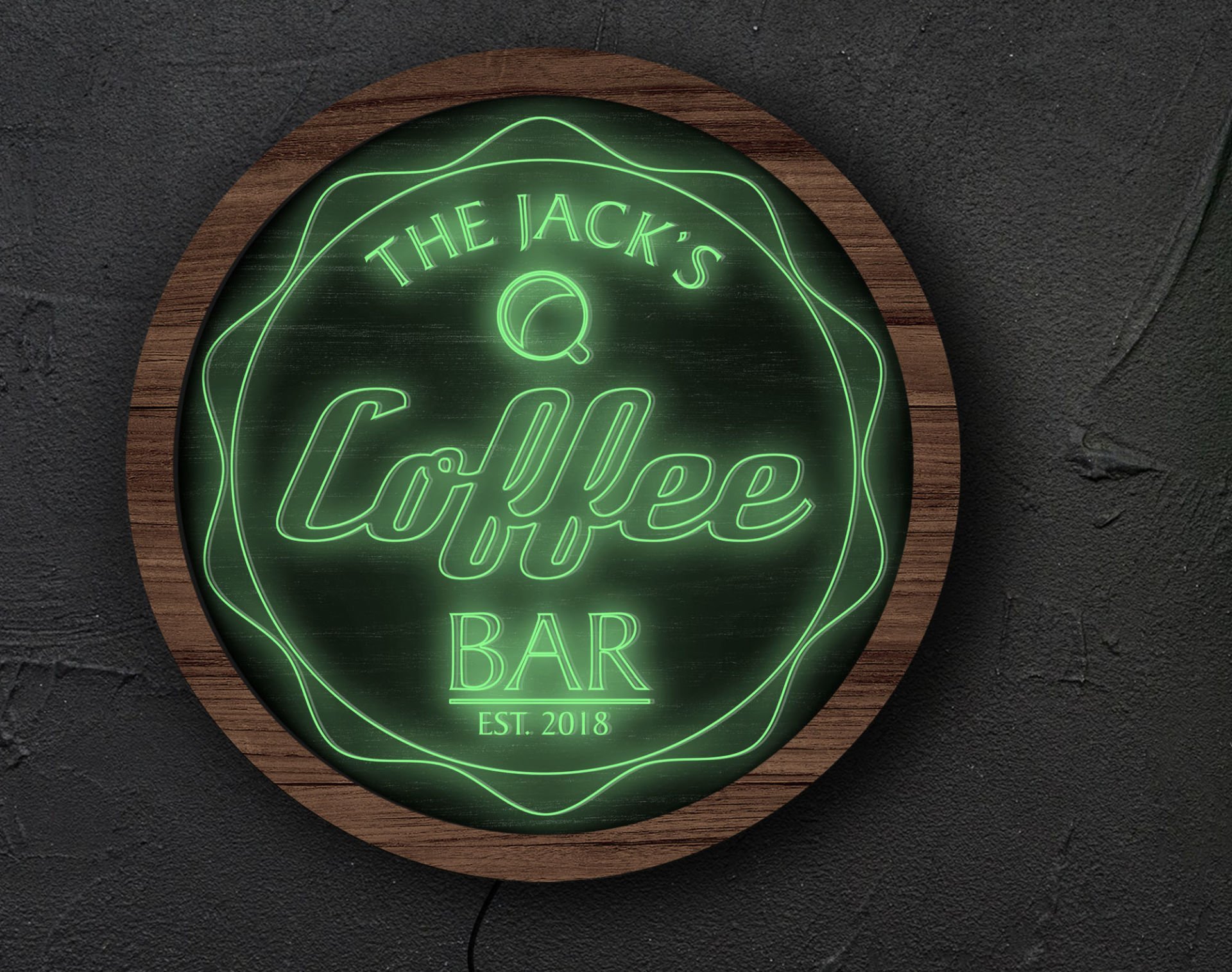 BK Gift Kişiye Özel Led Işıklı Yuvarlak Bar Tabelası, Işıklı Tabela, Bar Dekorasyonu, Duvar Dekoru, Home Bar Tabela-16 - (39CM)