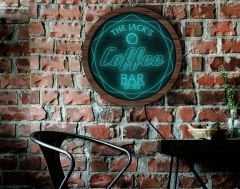 BK Gift Kişiye Özel Led Işıklı Yuvarlak Bar Tabelası, Işıklı Tabela, Bar Dekorasyonu, Duvar Dekoru, Home Bar Tabela-16 - (39CM)