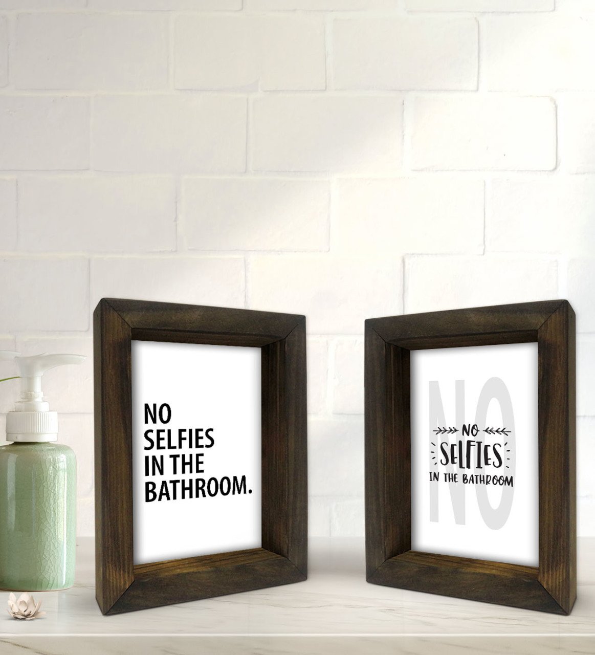 Bk Gift Banyo Dekoratif 2'li Doğal Masif Ahşap Çerçeve 15x20cm-2