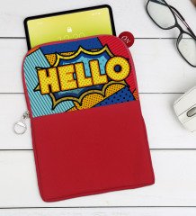 BK Gift Pop Art Tasarımlı Taşınabilir Koruyucu Tablet Kılıfı & Organizer Çanta - Kırmızı-16