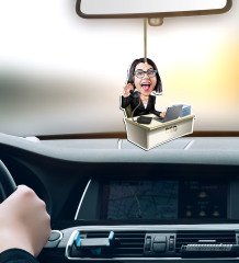 Kişiye Özel Bayan CEO Karikatürlü Ahşap Araba Dikiz Ayna Süsü