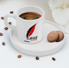 BK Gift Kişiye Özel Sunum Tabaklı Avukat Tasarımlı Kahve Fincanı-7, Sevgiliye Hediye, Arkadaşa Hediye, Avukata Hediye