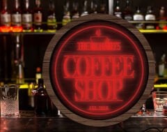 BK Gift Kişiye Özel Led Işıklı Yuvarlak Bar Tabelası, Işıklı Tabela, Bar Dekorasyonu, Duvar Dekoru, Home Bar Tabela-18 - (39CM)