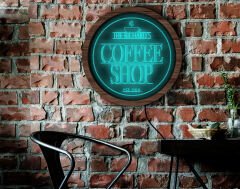 BK Gift Kişiye Özel Led Işıklı Yuvarlak Bar Tabelası, Işıklı Tabela, Bar Dekorasyonu, Duvar Dekoru, Home Bar Tabela-18 - (39CM)