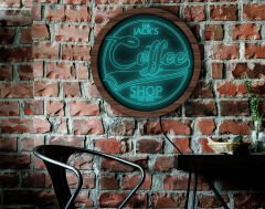 BK Gift Kişiye Özel Led Işıklı Yuvarlak Bar Tabelası, Işıklı Tabela, Bar Dekorasyonu, Duvar Dekoru, Home Bar Tabela-19 - (39CM)