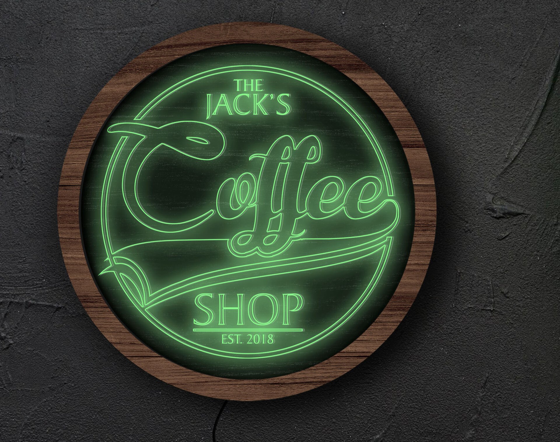 BK Gift Kişiye Özel Led Işıklı Yuvarlak Bar Tabelası, Işıklı Tabela, Bar Dekorasyonu, Duvar Dekoru, Home Bar Tabela-19 - (39CM)