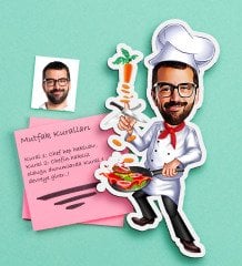 Kişiye Özel Bay Chef Karikatürlü Ahşap Magnet-1