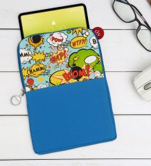 BK Gift Pop Art Tasarımlı Taşınabilir Koruyucu Tablet Kılıfı & Organizer Çanta - Mavi-3