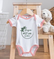 BK Kids 40'ım Çıktı Tasarımlı Pembe Bebek Body Zıbın-1