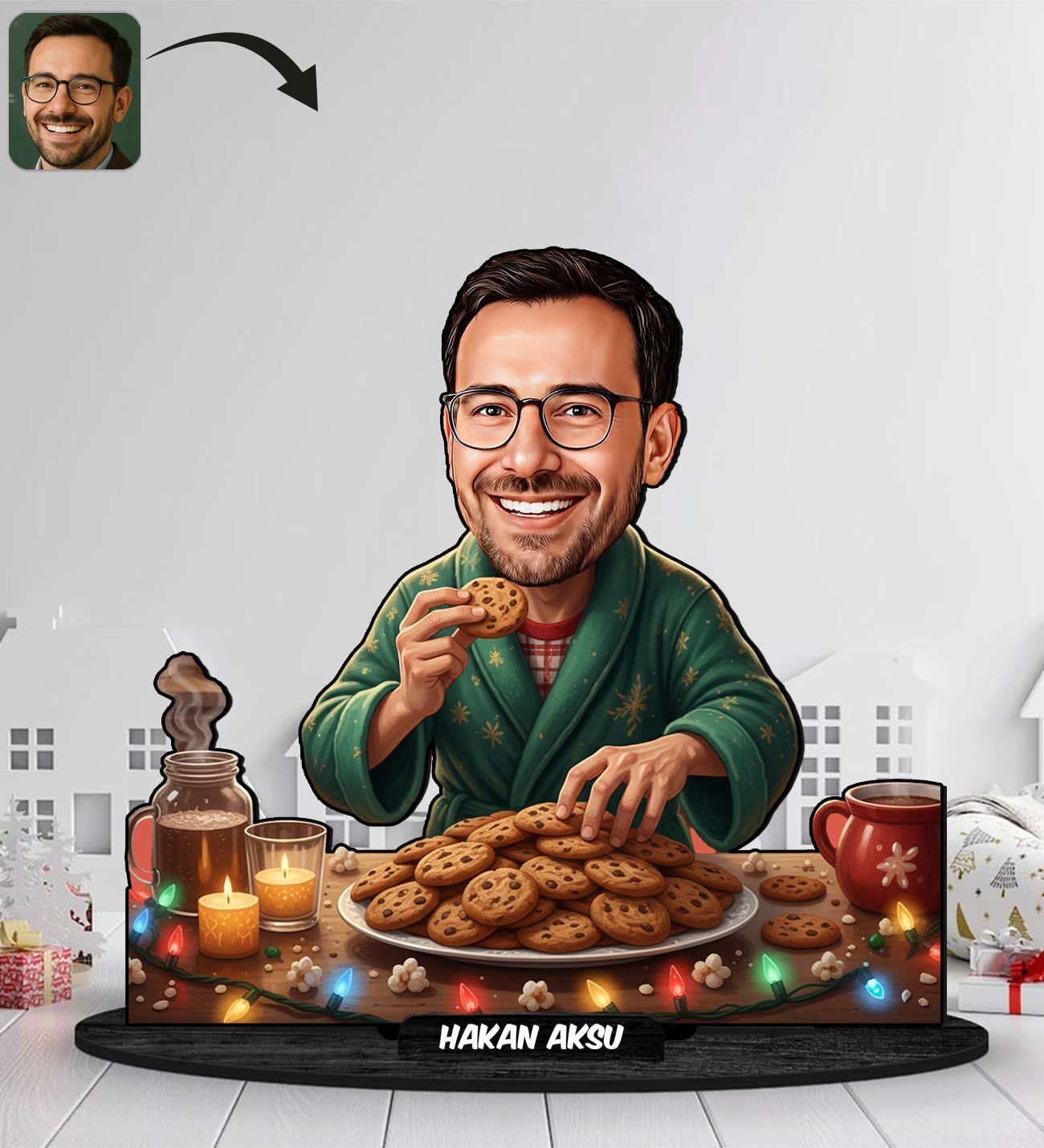 BK Gift Kişiye Özel Erkek Yılbaşı Tasarımlı Karikatür Biblo -2, Yılbaşı Hediyesi, Yeni Yıl Hediyesi