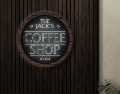 BK Gift Kişiye Özel Led Işıklı Yuvarlak Bar Tabelası, Işıklı Tabela, Bar Dekorasyonu, Duvar Dekoru, Home Bar Tabela-20 - (39CM)