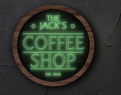 BK Gift Kişiye Özel Led Işıklı Yuvarlak Bar Tabelası, Işıklı Tabela, Bar Dekorasyonu, Duvar Dekoru, Home Bar Tabela-20 - (39CM)