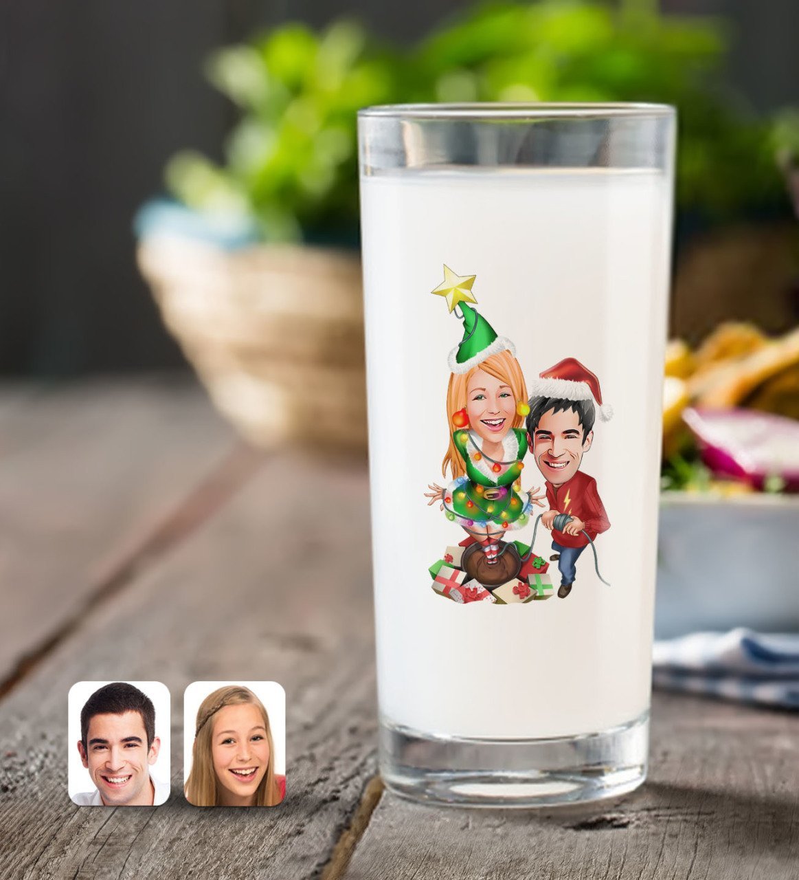 Kişiye Özel Sevgililer Yeni Yıl Karikatürlü Rakı Bardağı-1