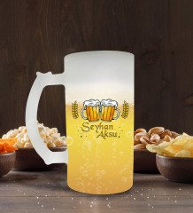 Kişiye Özel İsimli Buzlu Cam Bira Bardağı 50cl-101