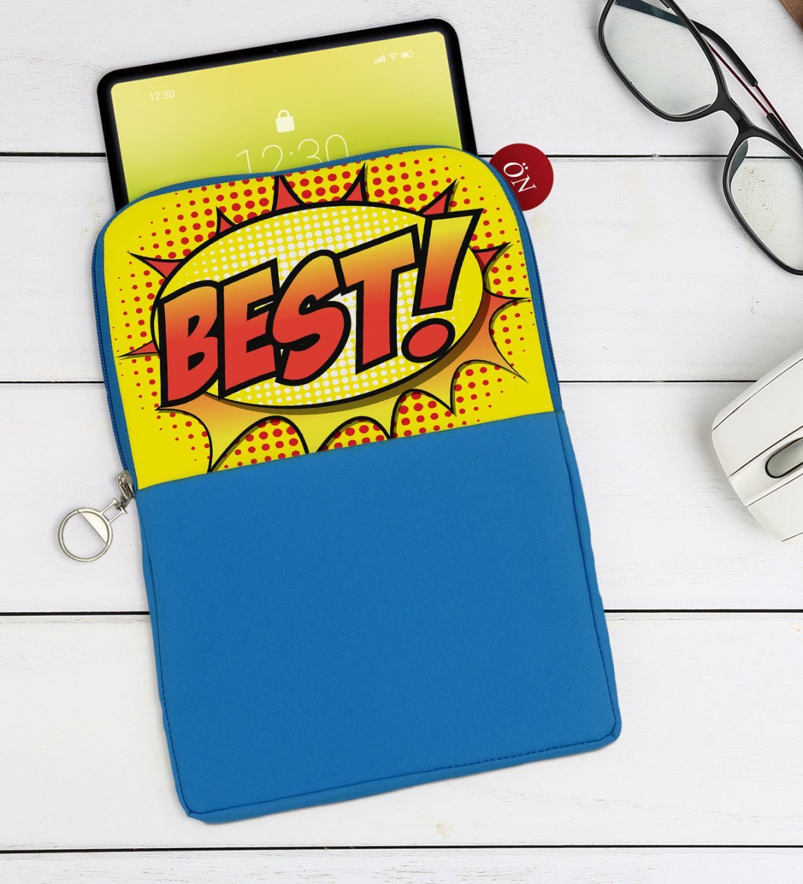 BK Gift Pop Art Tasarımlı Taşınabilir Koruyucu Tablet Kılıfı & Organizer Çanta - Mavi-4