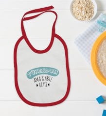 BK Kids Tükendum Tasarımlı Kırmızı Bebek Mama Önlüğü-1