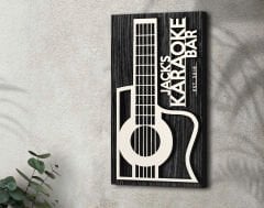BK Gift Kişiye Özel Kabartma Tasarımlı Siyah (Ebony) Ahşap Karaoke Bar Tabelası, Home Bar Tabela, Rustik Ev Dekorasyonu, Duvar Dekoru-3