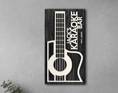 BK Gift Kişiye Özel Kabartma Tasarımlı Siyah (Ebony) Ahşap Karaoke Bar Tabelası, Home Bar Tabela, Rustik Ev Dekorasyonu, Duvar Dekoru-3
