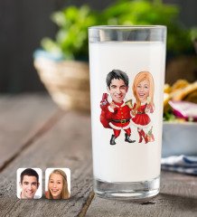 Kişiye Özel Sevgililer Yeni Yıl Karikatürlü Rakı Bardağı-3