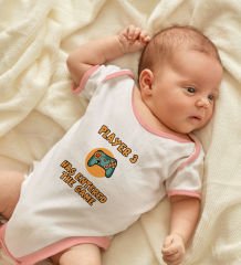 BK Kids Player 3 Tasarımlı Pembe Bebek Body Zıbın-1