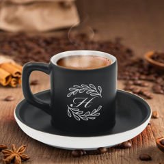 BK Gift Kişiye Özel İsimli Siyah Renk Türk Kahvesi Fincanı-7, Arkadaşa Hediye, Sevgiliye Hediye, Yıl Dönümü Hediyesi