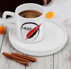 BK Gift Kişiye Özel Sunum Tabaklı Avukat Tasarımlı Kahve Fincanı-12, Sevgiliye Hediye, Arkadaşa Hediye, Avukata Hediye