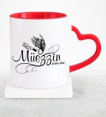 Kişiye Özel Mesleki Müezzin Kırmızı Kalpli Kupa Bardak - 2