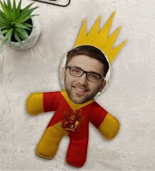 BK Gift Kişiye Özel Sarı Kırmızı Taraftar Tasarımlı Kral Bebek Yastık-1, Taraftar Hediyesi, Taraftar Yastık