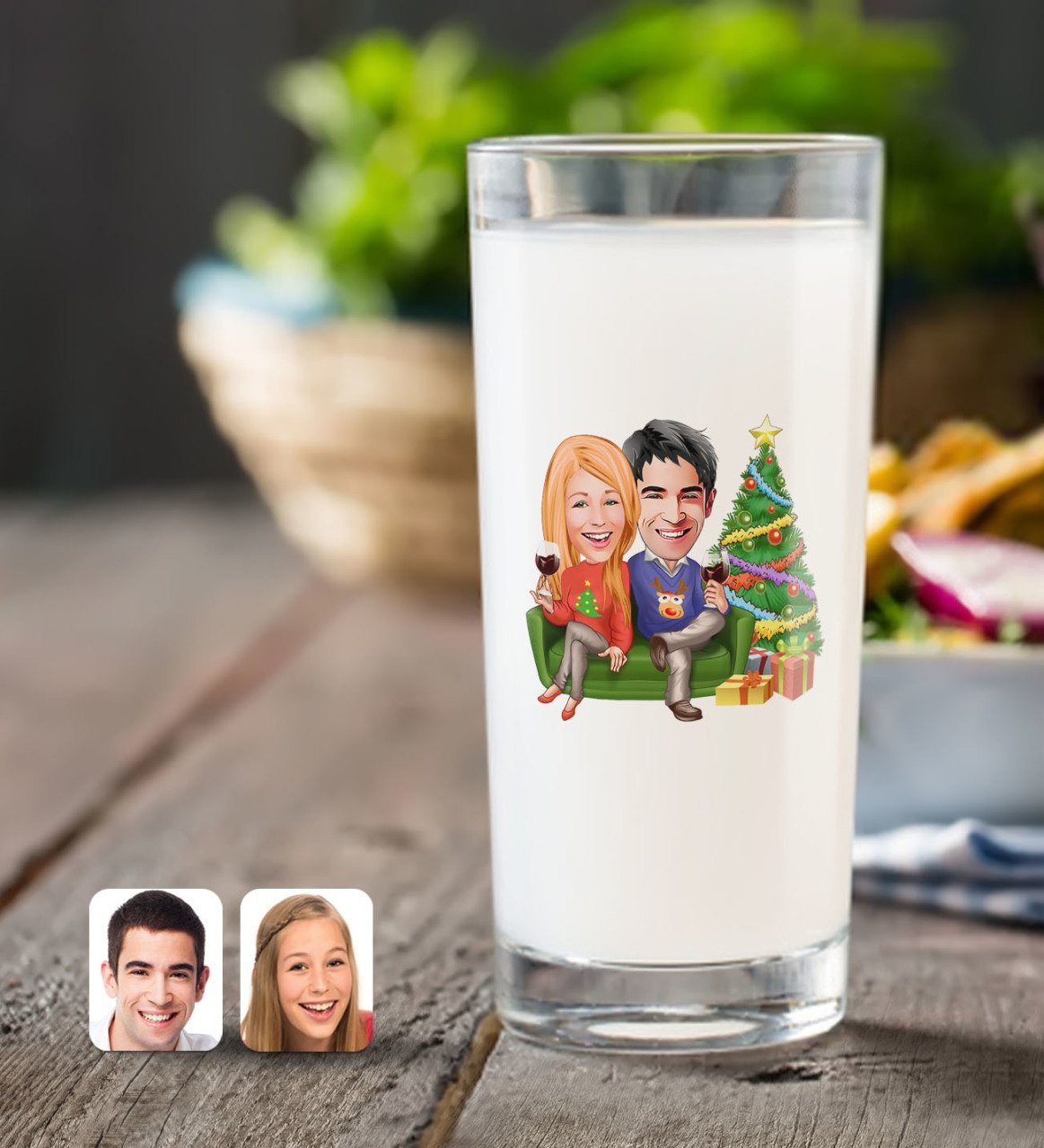 Kişiye Özel Sevgililer Yeni Yıl Karikatürlü Rakı Bardağı-4