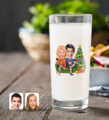 Kişiye Özel Sevgililer Yeni Yıl Karikatürlü Rakı Bardağı-4