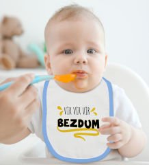 BK Kids Bezdum Tasarımlı Mavi Bebek Body Zıbın ve Mama Önlüğü Hediye Seti-5