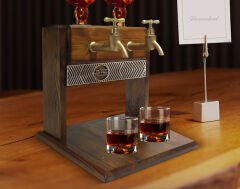 BK Gift Kişiye Özel Kabartma İsimli Çift Musluklu Doğal Ahşap Viski Standı, İçki Standı, Doğum Günü Hediyesi, Ev Hediyesi, Erkek Hediye-18