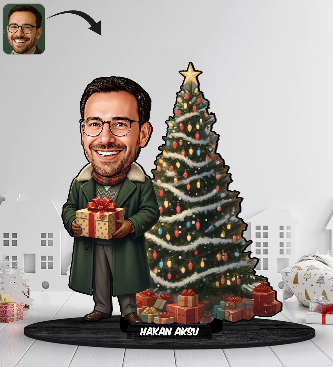 BK Gift Kişiye Özel Erkek Yılbaşı Tasarımlı Karikatür Biblo -6, Yılbaşı Hediyesi, Yeni Yıl Hediyesi