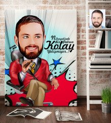 Kişiye Özel Bay Patron Karikatür Kanvas Tablo (70 x 100 cm.) 2